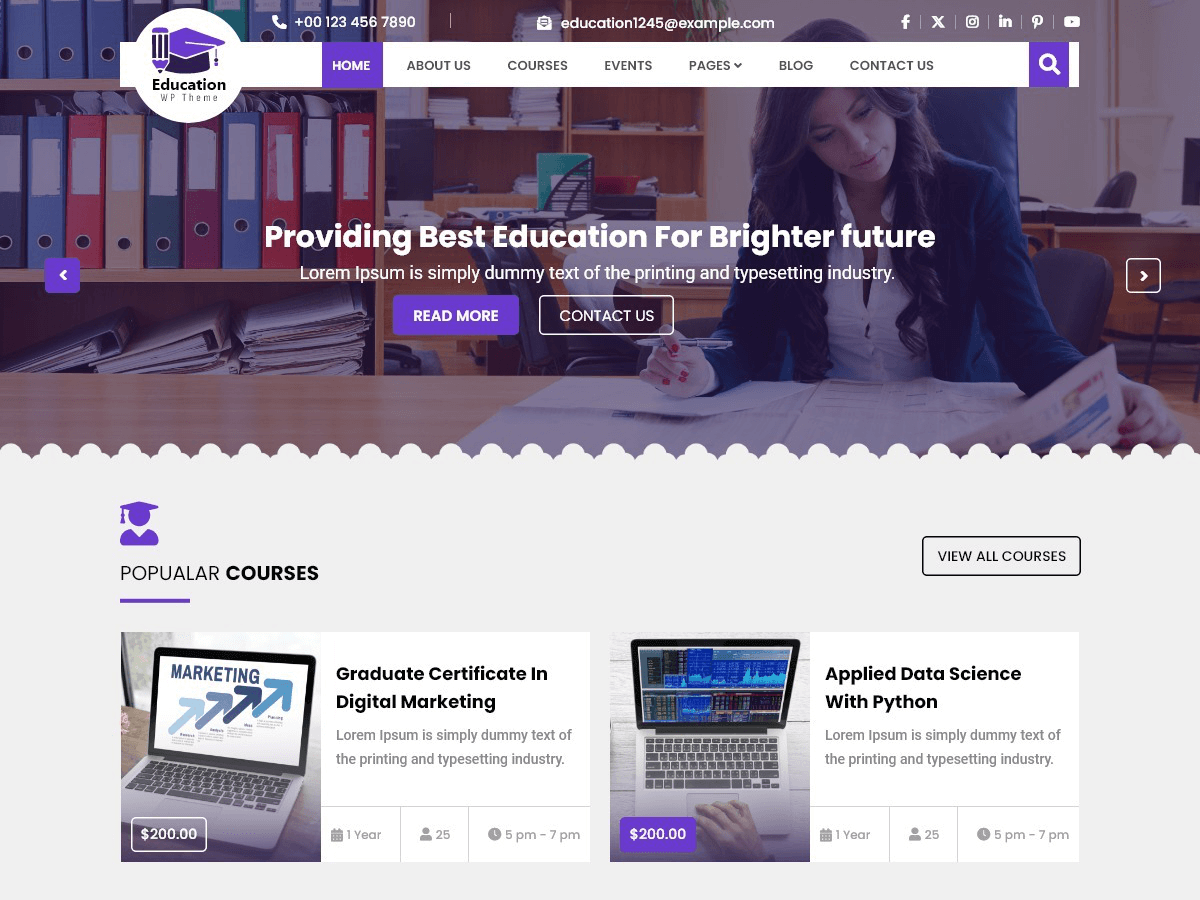 Free University WordPress Theme