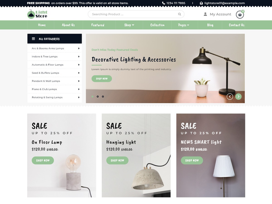 Free Lighting Store WordPress Theme For Home Lighting Shops