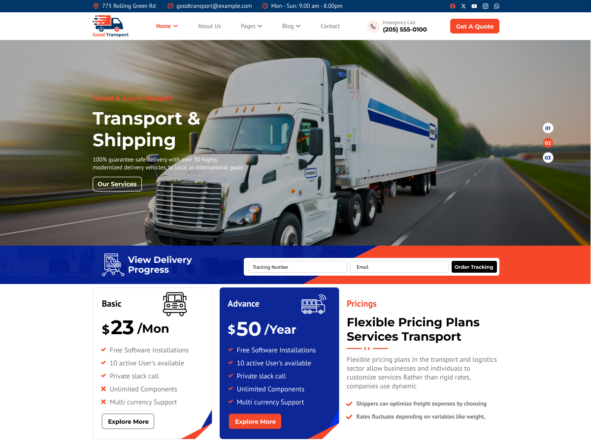 Free Transport WordPress Theme